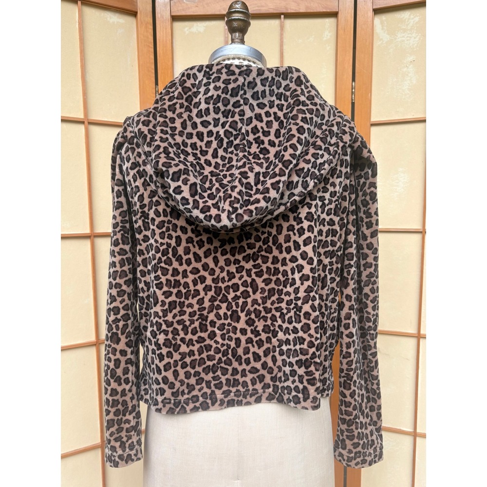 Y2K Leopard Print Zip Up Hoodie Velour Animal Print Kim Rogers Small